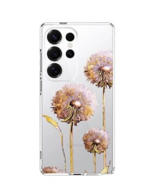 Etui do Samsung Galaxy S25 Ultra przeźroczyste, silikonowe Flexi, Kwiaty, fioletowe dmuchawce