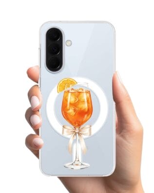 Etui do Samsung Galaxy A57 z MagSafe przeźroczyste, silikonowe Flexi, Paradise, Aperol Spritz