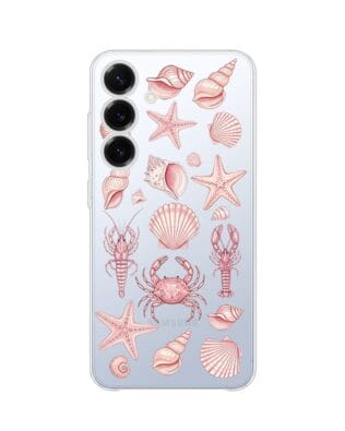 Etui do Samsung Galaxy S25 Plus przeźroczyste, silikonowe Flexi, Summer Patterns, krewetkowy róż