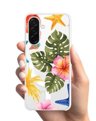 Etui do Samsung Galaxy A26 5G z MagSafe przeźroczyste, silikonowe Flexi, Summer Patterns, tropikalny wzór