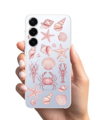 Etui do Samsung Galaxy S25 przeźroczyste, silikonowe Flexi, Summer Patterns, krewetkowy róż