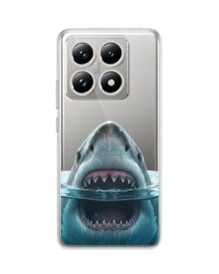 Etui do Xiaomi 14T Pro przeźroczyste, silikonowe Flexi, Paradise, żarłacz biały