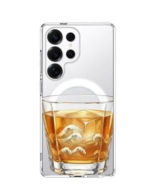 Etui do Samsung Galaxy S25 Ultra z MagSafe przeźroczyste, silikonowe Flexi, Paradise, Whiskey on the rocks