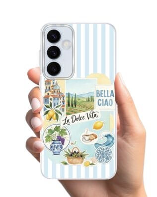 Etui do Samsung Galaxy A55 5G z MagSafe przeźroczyste, silikonowe Flexi, Italian Summer, La Dolce Vita