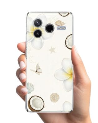 Etui do Xiaomi POCO F7 Pro przeźroczyste, silikonowe Flexi, Summer Patterns, hawajskie kokosy