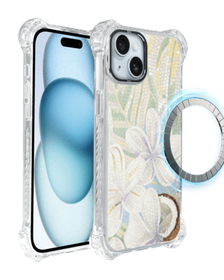 Etui do iPhone 15 IBIZU DropGuard Ultra z MagSafe, Modern Classics, Biała lilia