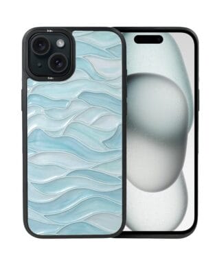 Etui do iPhone 15 IBIZU DropGuard Matt z MagSafe, Aqua Glass, błękitne fale