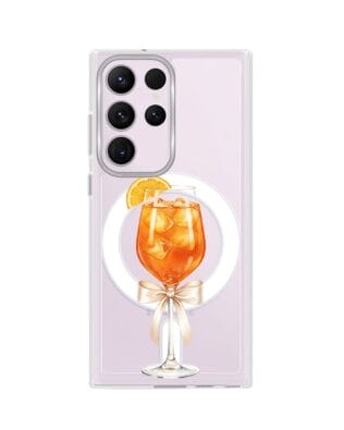 Etui do Samsung Galaxy S23 Ultra z MagSafe przeźroczyste, silikonowe Flexi, Paradise, Aperol Spritz