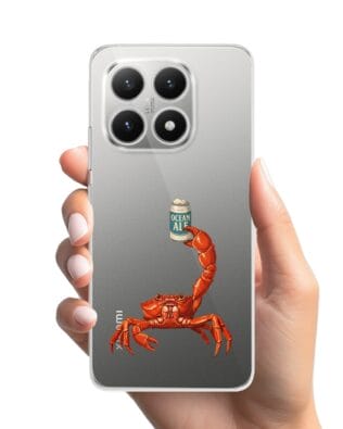 Etui do Xiaomi 15T przeźroczyste, silikonowe Flexi, Paradise, krab z piwem