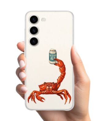 Etui do Samsung Galaxy S23 przeźroczyste, silikonowe Flexi, Paradise, krab z piwem