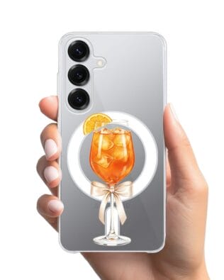 Etui do Samsung Galaxy S25 Plus z MagSafe przeźroczyste, silikonowe Flexi, Paradise, Aperol Spritz