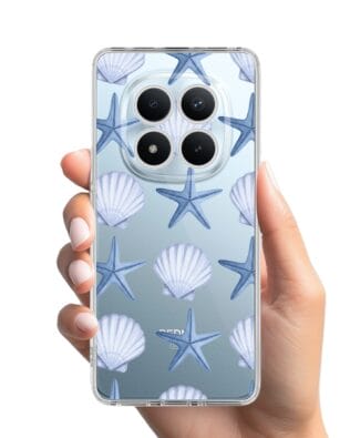 Etui do Xiaomi Redmi Note 15 4G przeźroczyste, silikonowe Flexi, Summer Patterns, niebieskie rozgwiazdy