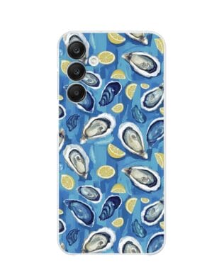 Etui do Samsung Galaxy A25 5G przeźroczyste, silikonowe Flexi, Summer Patterns, ostrygi z cytrynką