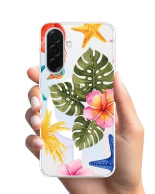 Etui do Samsung Galaxy A36 5G z MagSafe przeźroczyste, silikonowe Flexi, Summer Patterns, tropikalny wzór