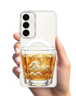 Etui do Samsung Galaxy S23 FE 5G z MagSafe przeźroczyste, silikonowe Flexi, Paradise, Whiskey on the rocks