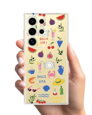 Etui do Samsung Galaxy S24 Ultra przeźroczyste, silikonowe Flexi, Italian Summer, kolorowe wakacje