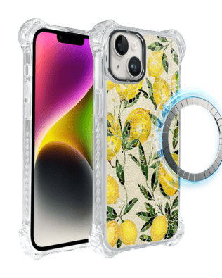 Etui do iPhone 14 Plus IBIZU DropGuard Ultra z MagSafe, Modern Classics, Cytrynowe gaje