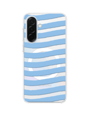 Etui do Samsung Galaxy A37 z MagSafe przeźroczyste, silikonowe Flexi, niebieskie paski