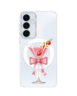 Etui do Samsung Galaxy A55 5G z MagSafe przeźroczyste, silikonowe Flexi, Paradise, Strawberry Martini