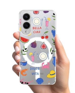 Etui do Samsung Galaxy S25 Edge z MagSafe przeźroczyste, silikonowe Flexi, Italian Summer, kolorowe wakacje