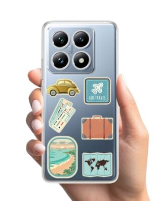 Etui do Xiaomi 14T Pro przeźroczyste, silikonowe Flexi, pocztowe znaczki