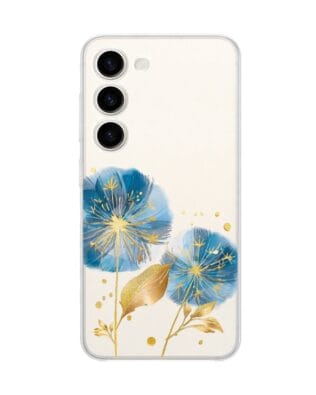Etui do Samsung Galaxy S23 FE 5G przeźroczyste, silikonowe Flexi, Kwiaty, niebieskie dmuchawce