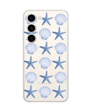 Etui do Samsung Galaxy S23 FE 5G przeźroczyste, silikonowe Flexi, Summer Patterns, niebieskie rozgwiazdy