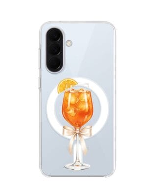 Etui do Samsung Galaxy A57 z MagSafe przeźroczyste, silikonowe Flexi, Paradise, Aperol Spritz