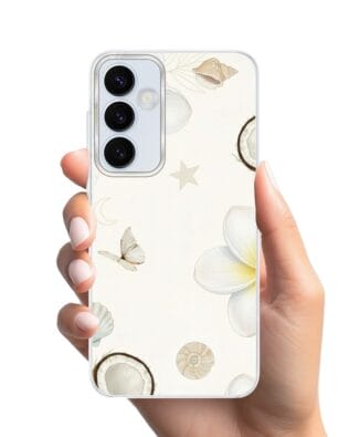 Etui do Samsung Galaxy A55 5G z MagSafe przeźroczyste, silikonowe Flexi, Summer Patterns, hawajskie kokosy