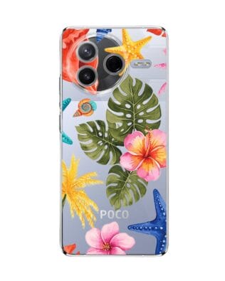 Etui do Xiaomi POCO F7 Pro przeźroczyste, silikonowe Flexi, Summer Patterns, tropikalny wzór
