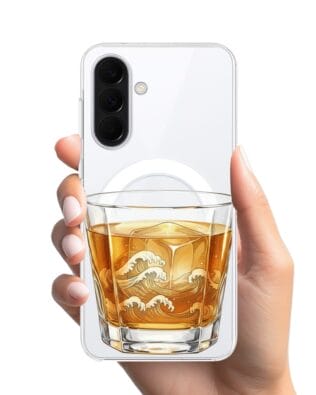 Etui do Samsung Galaxy A37 z MagSafe przeźroczyste, silikonowe Flexi, Paradise, Whiskey on the rocks