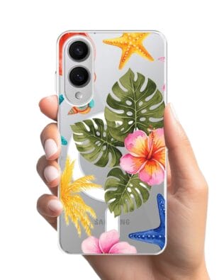 Etui do Samsung Galaxy S25 Edge z MagSafe przeźroczyste, silikonowe Flexi, Summer Patterns, tropikalny wzór