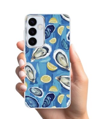 Etui do Samsung Galaxy A55 5G z MagSafe przeźroczyste, silikonowe Flexi, Summer Patterns, ostrygi z cytrynką
