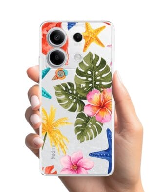 Etui do Xiaomi Redmi Note 13 Pro 5G przeźroczyste, silikonowe Flexi, Summer Patterns, tropikalny wzór