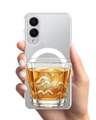Etui do Samsung Galaxy S25 Edge z MagSafe przeźroczyste, silikonowe Flexi, Paradise, Whiskey on the rocks