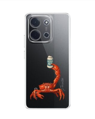 Etui do Xiaomi POCO C85 przeźroczyste, silikonowe Flexi, Paradise, krab z piwem