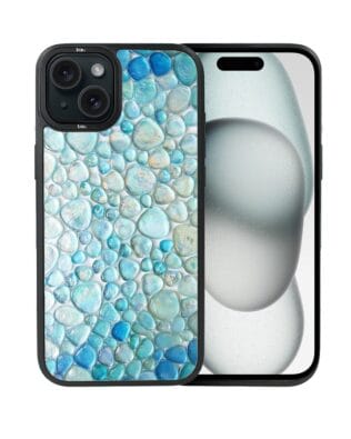 Etui do iPhone 15 IBIZU DropGuard Matt z MagSafe, Aqua Glass, turkusowe krople