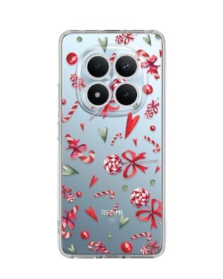 Etui do Xiaomi Redmi Note 15 4G przeźroczyste, silikonowe Flexi, Cukierki świąteczne