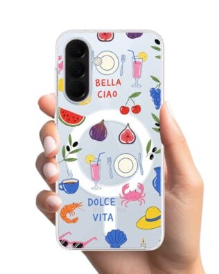 Etui do Samsung Galaxy A57 z MagSafe przeźroczyste, silikonowe Flexi, Italian Summer, kolorowe wakacje