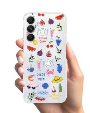 Etui do Samsung Galaxy A25 5G przeźroczyste, silikonowe Flexi, Italian Summer, kolorowe wakacje