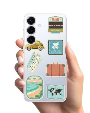 Etui do Samsung Galaxy S25 przeźroczyste, silikonowe Flexi, pocztowe znaczki