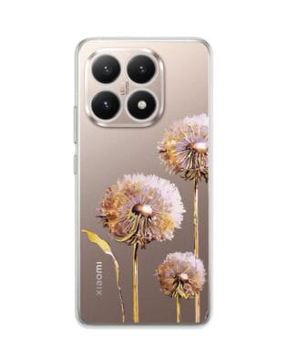 Etui do Xiaomi 15T przeźroczyste, silikonowe Flexi, Kwiaty, fioletowe dmuchawce