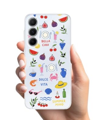 Etui do Samsung Galaxy A55 5G przeźroczyste, silikonowe Flexi, Italian Summer, kolorowe wakacje