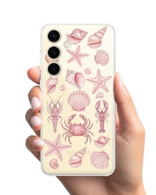 Etui do Samsung Galaxy S24 Plus przeźroczyste, silikonowe Flexi, Summer Patterns, krewetkowy róż