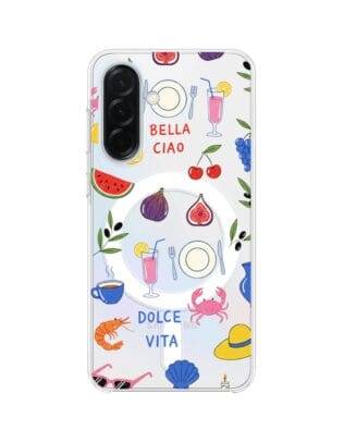 Etui do Samsung Galaxy A36 5G z MagSafe przeźroczyste, silikonowe Flexi, Italian Summer, kolorowe wakacje