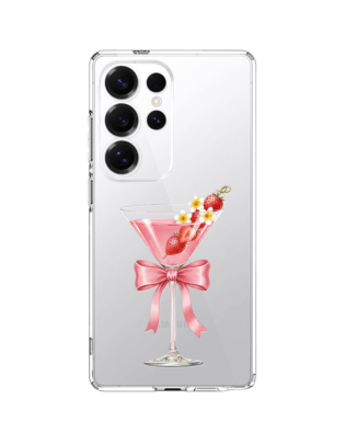 Etui do Samsung Galaxy S25 Ultra przeźroczyste, silikonowe Flexi, Paradise, Strawberry Martini