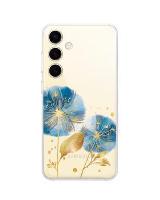 Etui do Samsung Galaxy S24 Plus przeźroczyste, silikonowe Flexi, Kwiaty, niebieskie dmuchawce