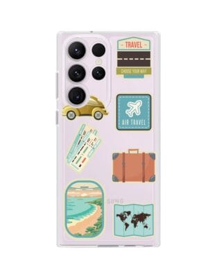 Etui do Samsung Galaxy S23 Ultra przeźroczyste, silikonowe Flexi, pocztowe znaczki
