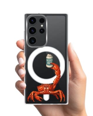 Etui do Samsung Galaxy S23 Ultra z MagSafe przeźroczyste, silikonowe Flexi, Paradise, krab z piwem