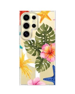 Etui do Samsung Galaxy S24 Ultra z MagSafe przeźroczyste, silikonowe Flexi, Summer Patterns, tropikalny wzór